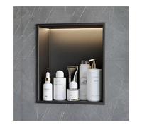 Pommeau de douche mural à DEL en acier inoxydable intégré, pas de carrelage nécessaire, fixation moderne pour salle de bain et cuisine (noir, 32 x 32 x 12,5 cm)