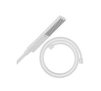 Pommeau de douche Pulsify E 100 EcoSmart blanc mat + flexible de douche HANSGROHE Designflex 160 cm blanc mat
