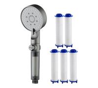 Pommeau de douche réglable avec 5 cartouches filtrantes et nettoyage facile | Buses en silicone | Spray portatif haute pression à économie d'eau pour salle de bain, dortoir, appartement