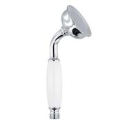 Pommeau de Douche Rétro en Laiton Blanc, Douchette Haute Pression avec Poignée en Céramique, Pomme de Douche Anti Calcaire Universelle G1/2 pour Salle de Bain