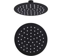 Pommeau de douche rond - Remplacement de pommeau de douche - Pour douche extérieure - Acier inoxydable - Diamètre de 20 cm - Noir mat