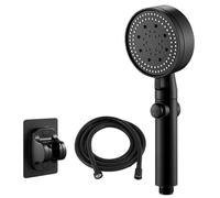 Pommeau de Duche Pommeau de douche haute pression réglable, avec tuyau, économie d'eau, buse pulvérisation d'arrêt à une touche, accessoires salle bains, 5 Modes(Style 1-Black set)
