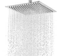 Pommeau Douche 30cm Carré Tete de Douche Pluie 304 Acier Inoxydable Tête de Douche, Economie d'Eau Universelle Filetage 1/2 Pouce, Rotatif 360°, Inclinable 30°, Facile à Installer et à Nettoyer