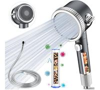 Pommeau douche filtrant anti-calcaire + tuyau 2m haute pression économie eau set salle de bain avec arrêt & bros FLEXIBLE DE DOUCHE