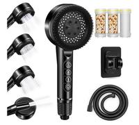 Pommeau Douche Haute Pression,Pommeau De Douche Anti Calcaire,4 Types de Jets Douchette Douche Salle de Bain,15 Étapes Filtre2 et
