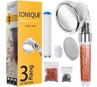 Pommeau Douche, Magichome Pommeau Douche Anti Calcaire Économiseur d'Eau Haute Pression Filtre à Trois Niveaux Système de Filtrage Ionique avec Filtre Coton PP Remplaçable G