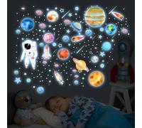 Pomodee Stickers Muraux Phosphorescents 272 Pièces, Planètes et astronaute