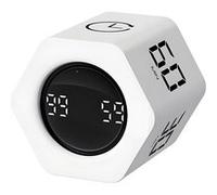 Pomodoro Minuteur de productivité hexagonal, Horloge à bascule Vibration et Alarme sonore Mode 1/5/10/30/60 min et chronomètre blanc G