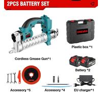 Pompa à graisse / pompa à lubrifiant - À batterie, sans balais - 18 V - Kit avec 2 batteries - Portable, à main - Rouge