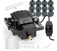 Pompe à air Aquarium Réglable 42W 4800L/H 45kPa Pompe à Oxygène pour Grand Aquariums, Étang 72.000L Aérateur de Bassin pour 12 Sorties avec Tuyau