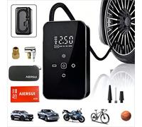 Pompe à air portable 140 PSI, gonfleur de pneus de voiture, gonfleur de pneus numérique pour voiture/moto/vélo/football/basketball/matelas pneumatique, outil de voyage avec lumière LED, 1300mAh/DC12V