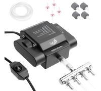 Pompe à air pour aquarium - Pompe à oxygène pour étang - Aération de l'eau - Quatre sorties réglables - 2200 L/h - Noir