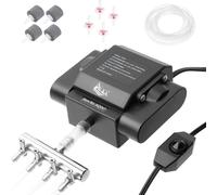 Pompe à air pour aquarium - Pompe à oxygène pour étang - Aération de l'eau - Quatre sorties réglables - 2200 L/h - Noir