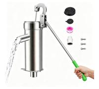 Pompe à bras complet 202 en acier inoxydable avec poignée ergonomique de 44 cm et cylindre de pompe de 25,5 cm, pompe à eau manuelle max. 8 m pour jardins, parcs, étangs