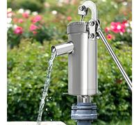 Pompe à bras en acier inoxydable - Pompe d'aspiration manuelle avec poignée antidérapante - Pompe à eau de jardin à main pour eaux souterraines jusqu'à 8 m de profondeur