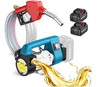 Pompe à diesel auto-amorçante 21V, 260W Pompe Gasoil Electrique à Fuel Gasoil 12 GPM avec buse d'arrêt automatique et 2 batteries