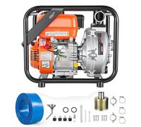 Pompe à eau à essence SucceBuy avec une hauteur de refoulement de 49,9 m, moteur de 6 CV, pompe portable pour eaux usées avec tuyau de refoulement de 762 cm, roue en fonte, idéale pour l'arrosage, les