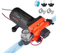 Pompe à eau à membrane - 12 V DC Pompe à pression à 4 chambres - Débit 18,9 L/min - Pression 4,8 bar - Auto-amorçante - Pressostat automatique - Pour camping-car, caravane, bateau, lavage de voiture
