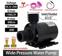 Pompe à eau à moteur sans balais, DC6 ~ 24V 1100L/H, pompe Submersible G1/2 "tête 8M, chauffe-eau de fontaine, pompe de surpression de douche, IP68 DC 6-24V