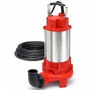 Pompe à eau avec broyeur, 750 W, pour eau propre, eaux usées et eaux résiduaires e protection IP68, raccord coudé inclus dans le kit, câble long