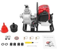 Pompe à eau essence 4 temps, 38cc, 1,2 kW, auto-amorçante, raccordement 1 pouce, débit maximal 135 L/min et hauteur de refoulement maximale de 30 mètres. Pompe portative pour jardin, pompe pour eaux s