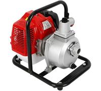 Pompe à eau essence 43cc, 1,7 ch, 1,25 kW, pompe de jardin, pompe pour eaux sales, moteur 2 temps, base renforcée, entrée d'eau pour jardin, lutte contre les incendies, élevage de poissons