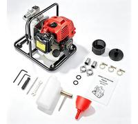 Pompe à eau essence 43cc, moteur deux temps, pompe de jardin haute performance avec une hauteur de refoulement de 30 mètres et une puissance de 1,25 kW. Pompe à eau essence portable pour l'irrigation,