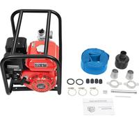 Pompe à eau essence - Pompe de jardin 7,5 CV, 4 temps, 212 ccm - Pompe d'arrosage pour jardin - Débit de 26 m³/h - Kit comprenant un tuyau de 7,5 mètres et un filtre