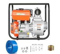 Pompe à eau essence SucceBuy, débit de 422 gallons par minute, pompe à eau sale de 4 pouces, 8,3 chevaux, portable, incluant un tuyau d'aspiration de 7,62 mètres et une roue en fonte, idéale pour l'ir