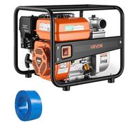 Pompe à eau essence VEVOR, 158 gallons par minute, pompe à eau sale de 2 pouces, moteur de 7 chevaux, pompe portable avec tuyau d'aspiration de 7,62 mètres et roue en fonte, pompe à eau pour l'irrigat