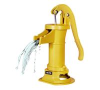 VEVOR Pompe à Eau Manuelle Puits, Hauteur de Refoulement Max 7,6 m, Pompe à Main à Bras en Fonte Vintage avec Raccord NPT Standard, pour Pomper l'Eau des Étangs, Puits, Jardins, Cours, Fermes, Jaune