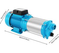 Pompe à eau - Pompe centrifuge 2500 W 220 V - Hauteur de refoulement 110 m - Acier inoxydable/fonte - Protection contre la surchauffe - IP44 avec prise européenne - Bleu