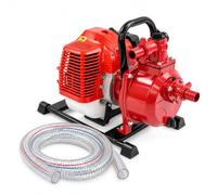 Pompe à eau portable 1,7 CV - 2 temps - Monocylindre - Pompe de jardin pour eaux usées - Pompe à eau à essence - Démarrage par câble avec poignée de transport - 1,25 kW - 10 m³/h - 30 m - Hauteur de