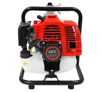 Pompe à eau pour irrigation - 43 cm³ - Moteur à essence 2 temps - Monocylindre - Refroidissement par air - Ventilateur intégré - Rouge/Noir