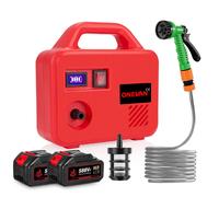 Pompe à eau sans fil,Pompe de jardin portable auto-amorçante avec 2x tuyaux d'arrosage sans fil et 10m/3m de tuyaux en PVC pour l'irrigation