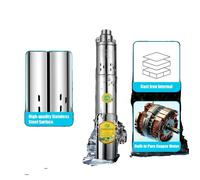 pompe à eau solaire 24V, haut débit 2m³/h, hauteur de refoulement maximale 65m, acier inoxydable durable