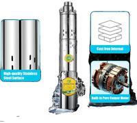 pompe à eau solaire 24V, haut débit 2m³/h, hauteur de refoulement maximale 65m, acier inoxydable durable