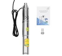 Pompe à eau solaire, pompe submersible pour puits profonds de 370 W, haut débit avec régulateur MPPT, acier inoxydable, couleur argent, 24 V