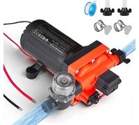 Pompe à eau sous pression - 12 V CC Pompe à membrane à 4 chambres - 22,7 L/min - 4,8 bar - Auto-amorçante - Pressostat automatique - Pour camping-car/caravane/bateau/yacht