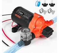 Pompe à eau sous pression 12 V DC - Pompe à membrane 3 chambres - Débit 15,1 l/min - Auto-amorçante - Pressostat automatique - Pression 2,75 bar - Pour camping-car/caravane/bateau