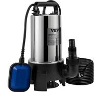 Pompe à eau submersible, 1100 W, 20 000 L/H, avec cordon de 10 m et interrupteur à flotteur automatique, en acier inoxydable portable pour eaux sales ou propres, drainage des inondations, vidange des