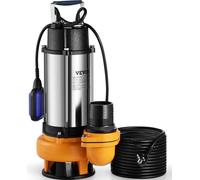 Pompe à eau submersible, 2200 W, 60 000 L/h, avec cordon de 10 m et interrupteur à flotteur automatique, en acier inoxydable portable pour eaux sales ou propres, drainage des inondations, vidange des
