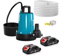 Pompe à eau submersible sans fil avec 21 V 2000 mAh, pompe à eau claire, pompe à eau submersible, avec couvercle de sécurité, tuyau de 10 m pour piscine, lits à eau, pompe à eaux usées, couverture de