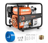 VEVOR Pompe à Eau Thermique 50,8 mm Motopompe à Essence 35885 L/h pour Irrigation Piscines Étangs Transfert Eau Semi-Déchets, 7 ch, Portable, Moteur à Essence, Tuyau Refoulement 7,6 m, Turbine Fonte