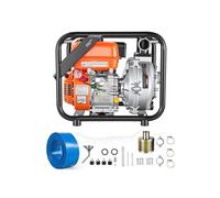 Pompe à eau à essence SucceBuy avec une hauteur de refoulement de 49,9 m, moteur de 6 CV, pompe portable pour eaux usées avec tuyau de refoulement de 762 cm, roue en fonte, idéale pour l'arrosage, les