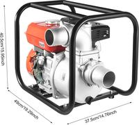 Pompe à essence - 7,5 CV - Raccord de 7,6 cm - Pour l'irrigation agricole et le transfert d'eau - Tuyau de 7,5 m - Rouge