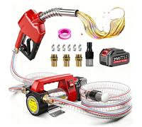 Pompe à Gasoil Sans Fil 45L/min, 260W Pompe Électrique Portable avec Pistolet, Electric Fuel Transfer Pump Kit avec 1 batterie au lithium de 4,0 Ah, Filtre et Tuyaux pour Diesel, Biodiesel