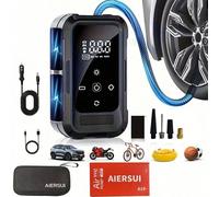 Pompe à gonfler les pneus, compresseur d'air portable 150 PSI sans fil à main pour voiture, avec lumière LED intégrée, modèle amélioré, avec boîte de rangement EVA 11,1V/DC12V 1300mAh, convient pour v