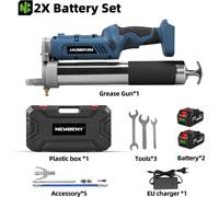 Pompe à graisse électrique - Pistolet à graisse à batterie - Haute pression 96 MPa - 800 W - Réservoir 650 cc - Tuyau 35 cm - Éclairage de travail LED - 2 batteries 18 V - Rouge