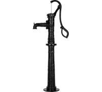 Pompe à main pour puits, hauteur de refoulement maximale de 6 mètres, pompe à eau manuelle antique en fonte avec socle surélevé, raccord NPT 1-1/4 pouce, installation facile, pour jardin extérieur, ét